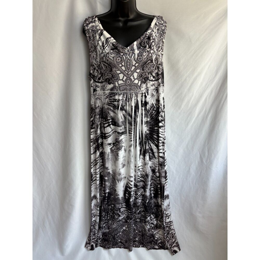 Style & Co Midi Black Dress Boho Bohemian Multicolor Size L Casual Summer Floral